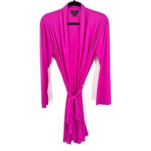 NATORI Fuchsia Pink Silky Polyester Wrap Lightweight Robe Size M Medium